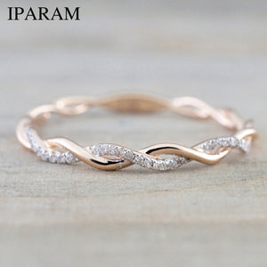 Rose Gold Twist Zirconia Wedding Engagement Ring