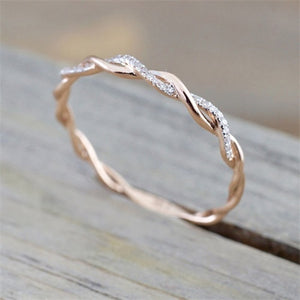 Rose Gold Twist Zirconia Wedding Engagement Ring