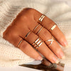 Original Design Gold Silver Round Hollow Geometric Rings Set For Women Fashion Cross Twist Open Ring  Joint Ring Female Jewelry