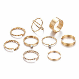 Original Design Gold Silver Round Hollow Geometric Rings Set For Women Fashion Cross Twist Open Ring  Joint Ring Female Jewelry