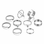 Original Design Gold Silver Round Hollow Geometric Rings Set For Women Fashion Cross Twist Open Ring  Joint Ring Female Jewelry