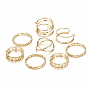 Original Design Gold Silver Round Hollow Geometric Rings Set For Women Fashion Cross Twist Open Ring  Joint Ring Female Jewelry