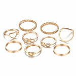 Original Design Gold Silver Round Hollow Geometric Rings Set For Women Fashion Cross Twist Open Ring  Joint Ring Female Jewelry