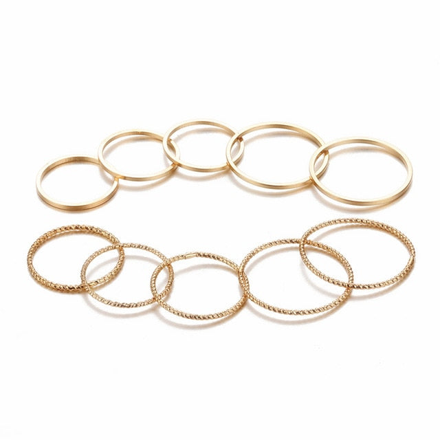 Original Design Gold Silver Round Hollow Geometric Rings Set For Women Fashion Cross Twist Open Ring  Joint Ring Female Jewelry