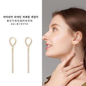 2020 New Long Crystal Tassel Gold Color Dangle Earrings for Women Wedding Drop Earing Fashion Jewelry Gifts