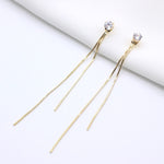 2020 New Long Crystal Tassel Gold Color Dangle Earrings for Women Wedding Drop Earing Fashion Jewelry Gifts